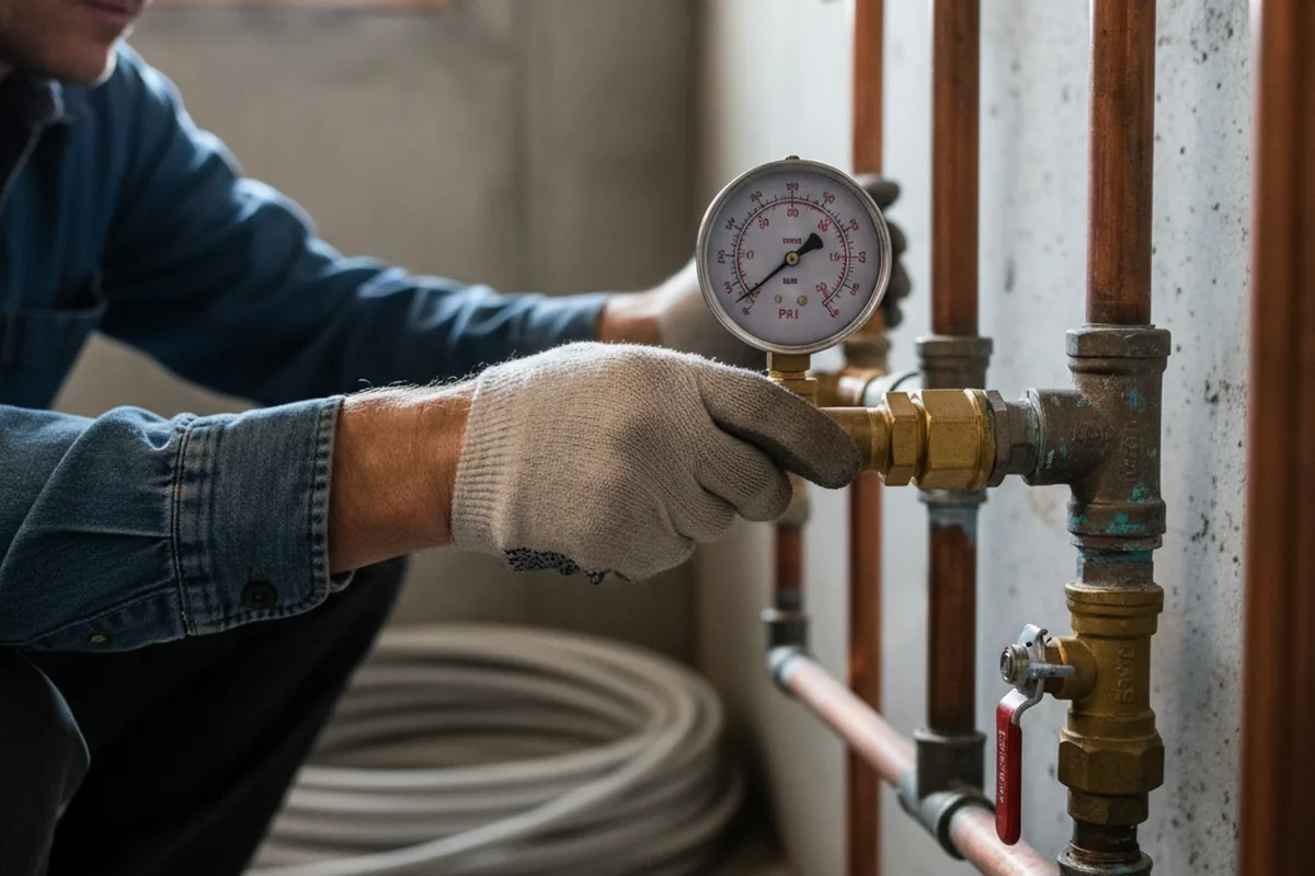 Pressure testing a repaired line during Water Line Repair in Hutchinson